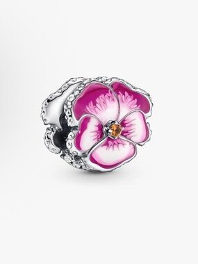 Authentic Pandora Pink Pansy Flower Charm - NWT